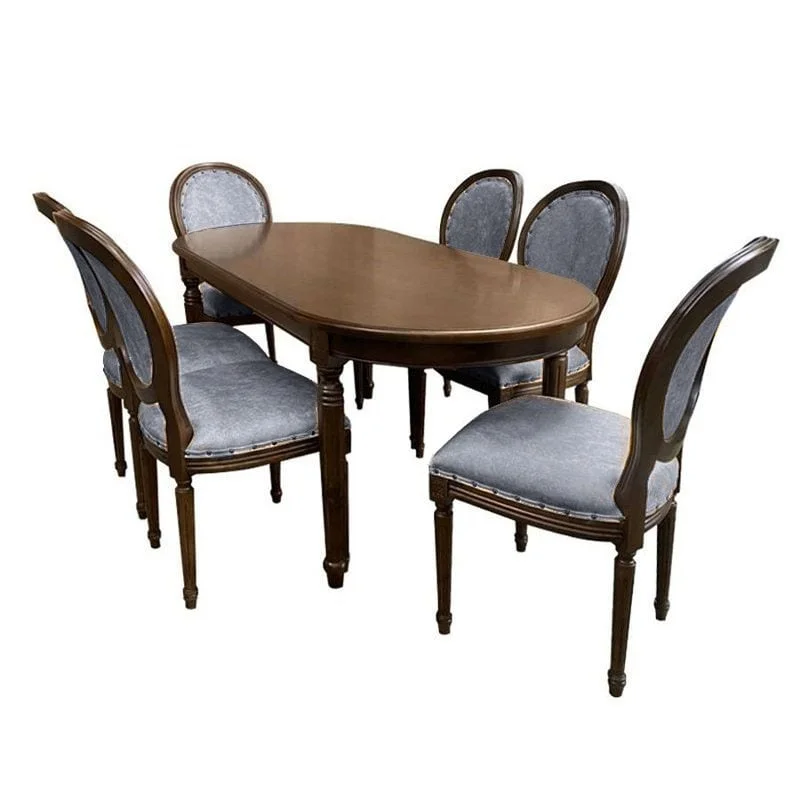 BỘ BÀN ĂN 6 GHẾ OVAL LOUIS FRENCH 1.8