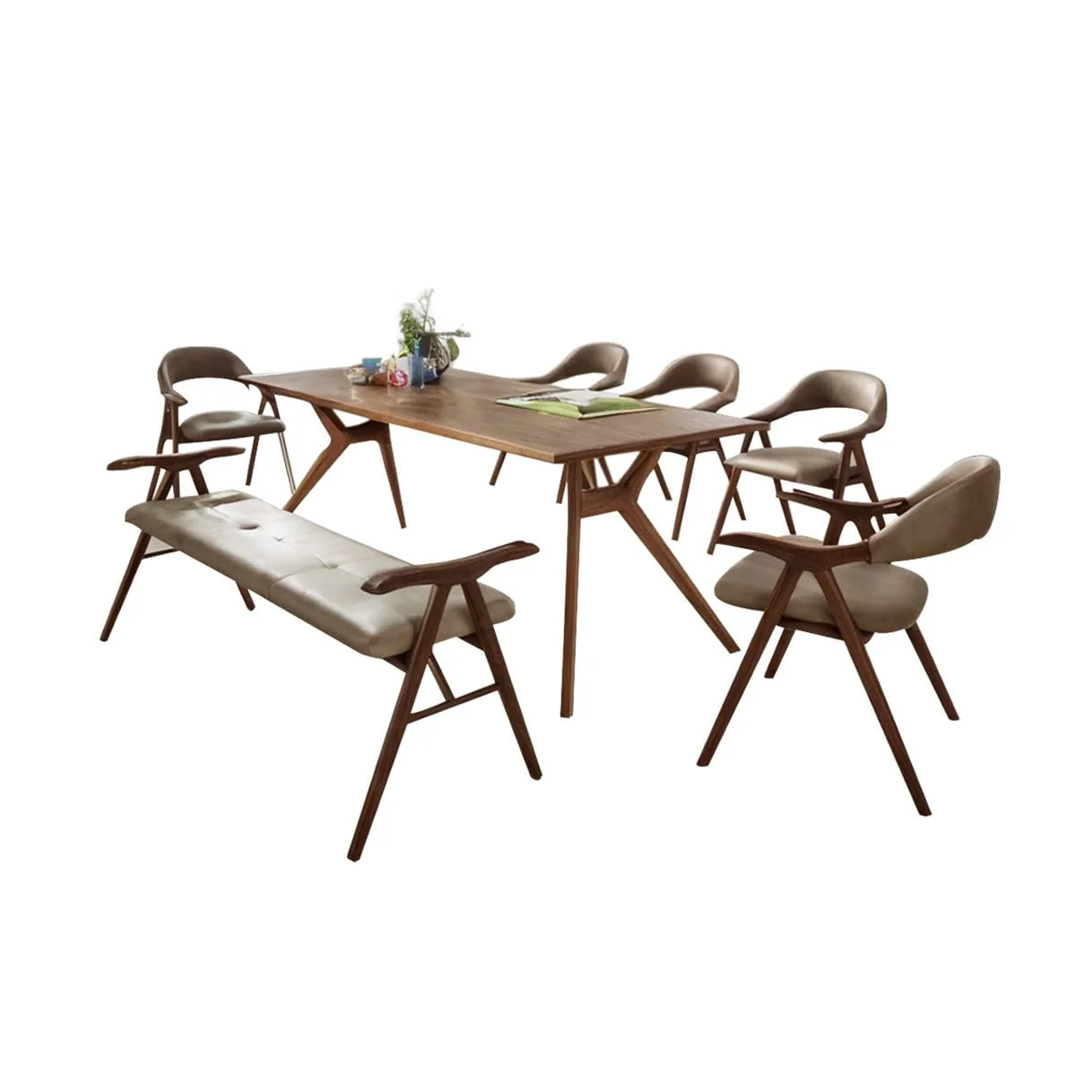 BỘ BÀN ĂN 6 GHẾ TAHOE WALNUT 2.0