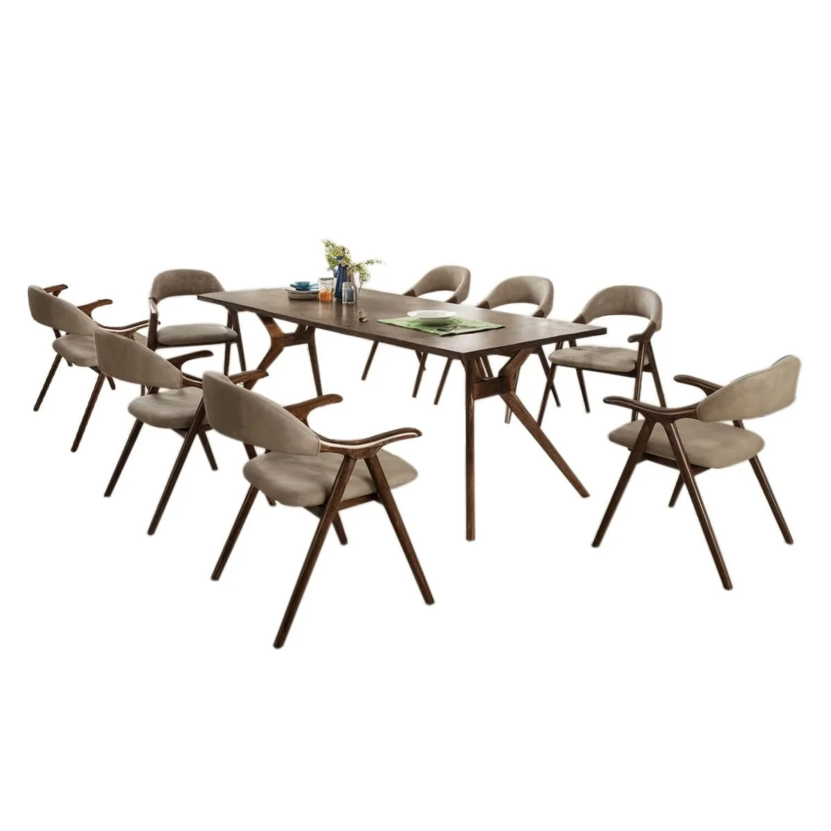 BỘ BÀN ĂN 8 GHẾ TAHOE WALNUT 2.0