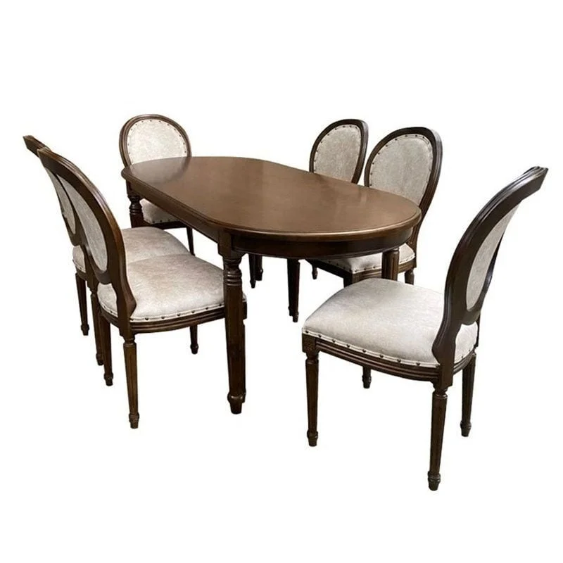 BỘ BÀN ĂN 6 GHẾ OVAL LOUIS FRENCH 1.8