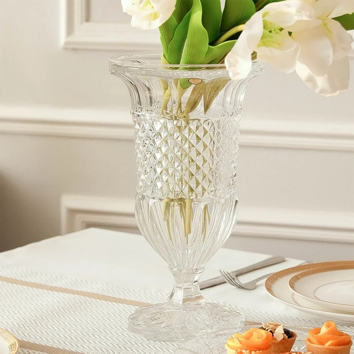 LỌ HOA PHA LÊ ALEXANDRIA ĐẾ TRÒN CÁNH HOA 30CM CRYSTAL 4