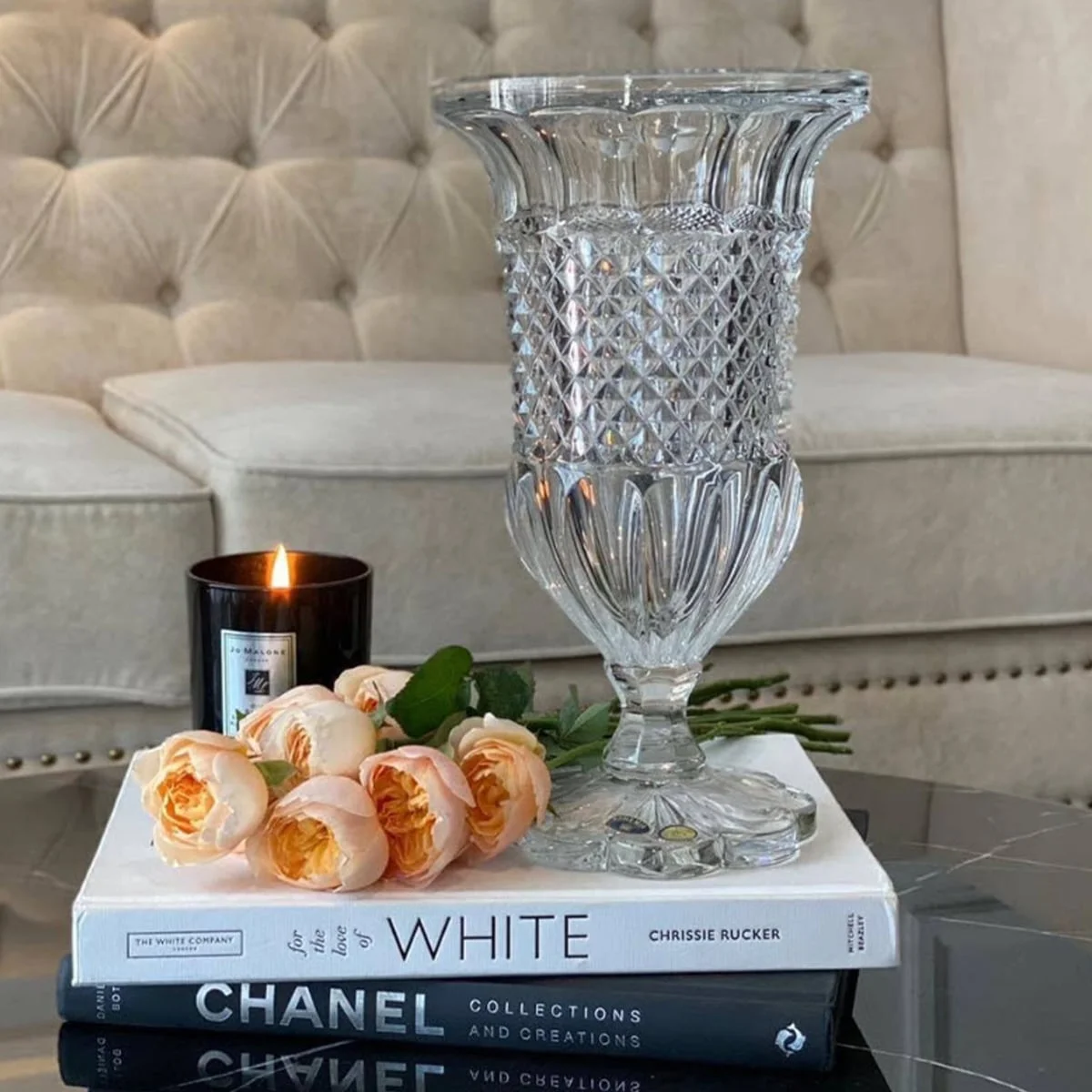 LỌ HOA PHA LÊ ALEXANDRIA ĐẾ TRÒN CÁNH HOA 30CM CRYSTAL 5