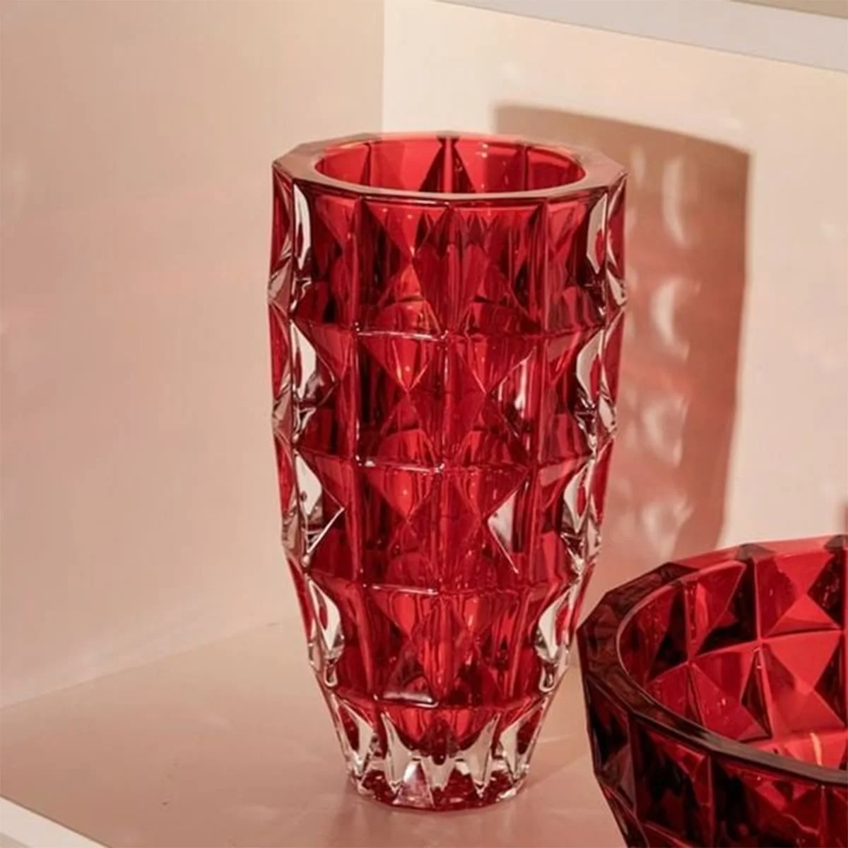 LỌ HOA PHA LÊ KIM CƯƠNG ĐỎ 28CM CRYSTAL 3