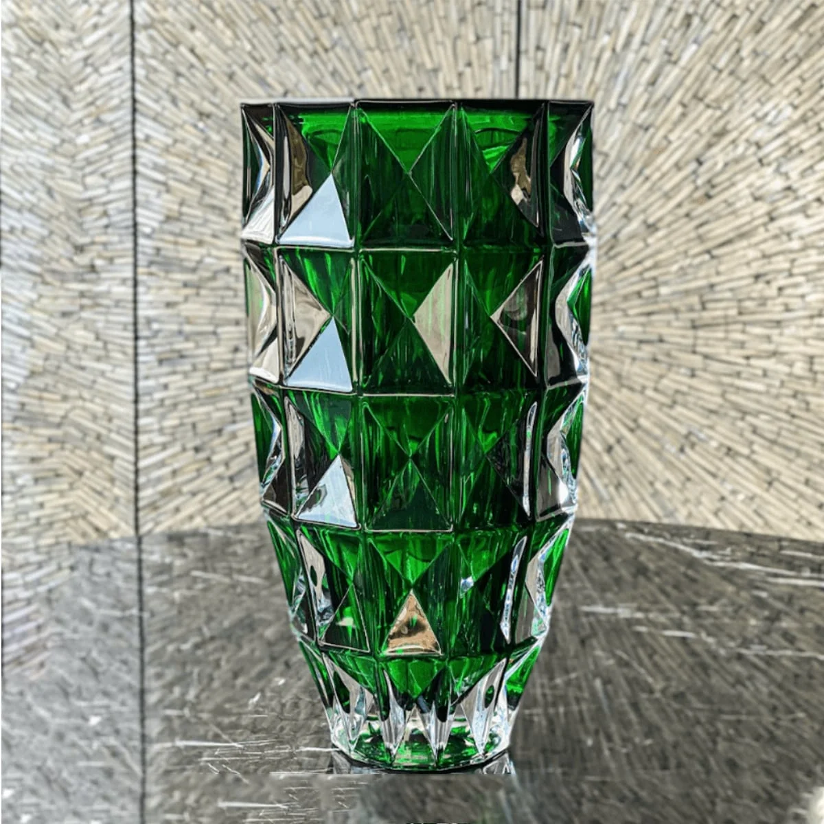 LỌ HOA PHA LÊ KIM CƯƠNG XANH LÁ 28CM CRYSTAL 5