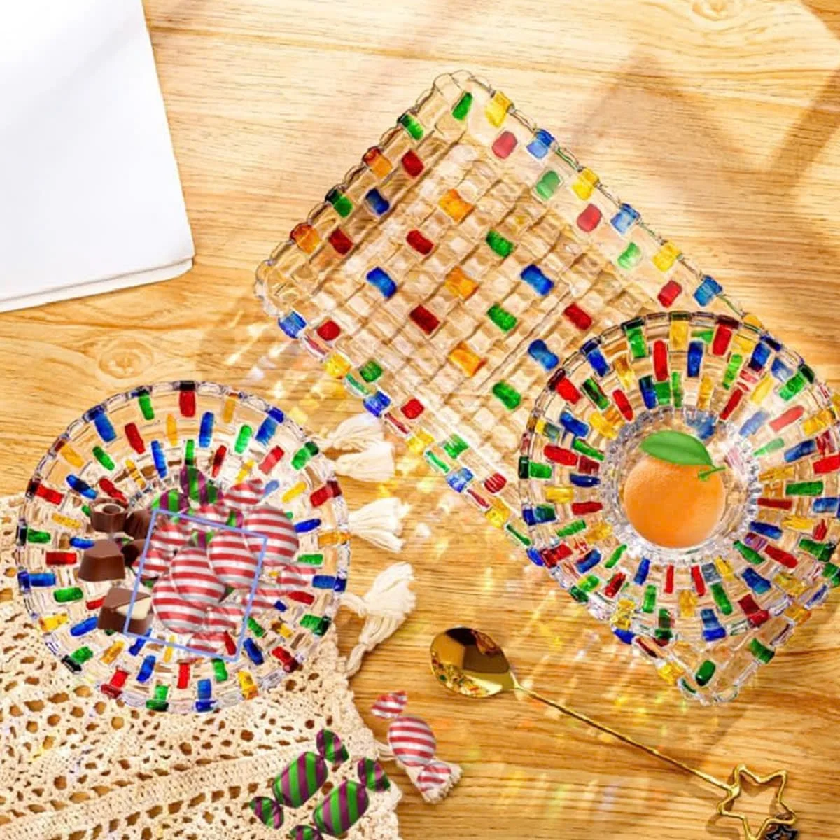 BỘ KHAY ĐĨA THUỶ TINH 2