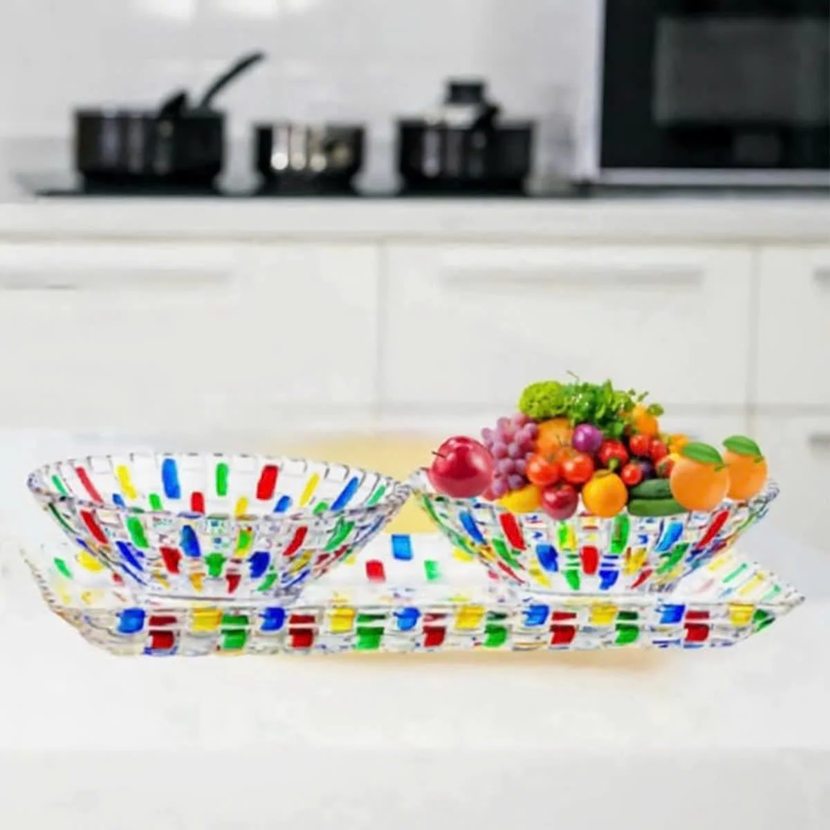 BỘ KHAY ĐĨA THUỶ TINH 3