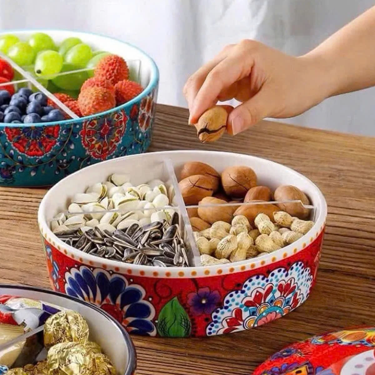 KHAY SỨ ĐỰNG SNACK CÓ NẮP 2