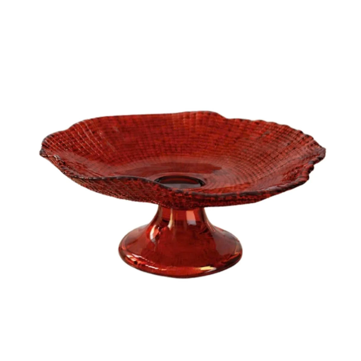 KHAY THỦY TINH CHÂN ĐẾ CRISTA MÀU ĐỎ