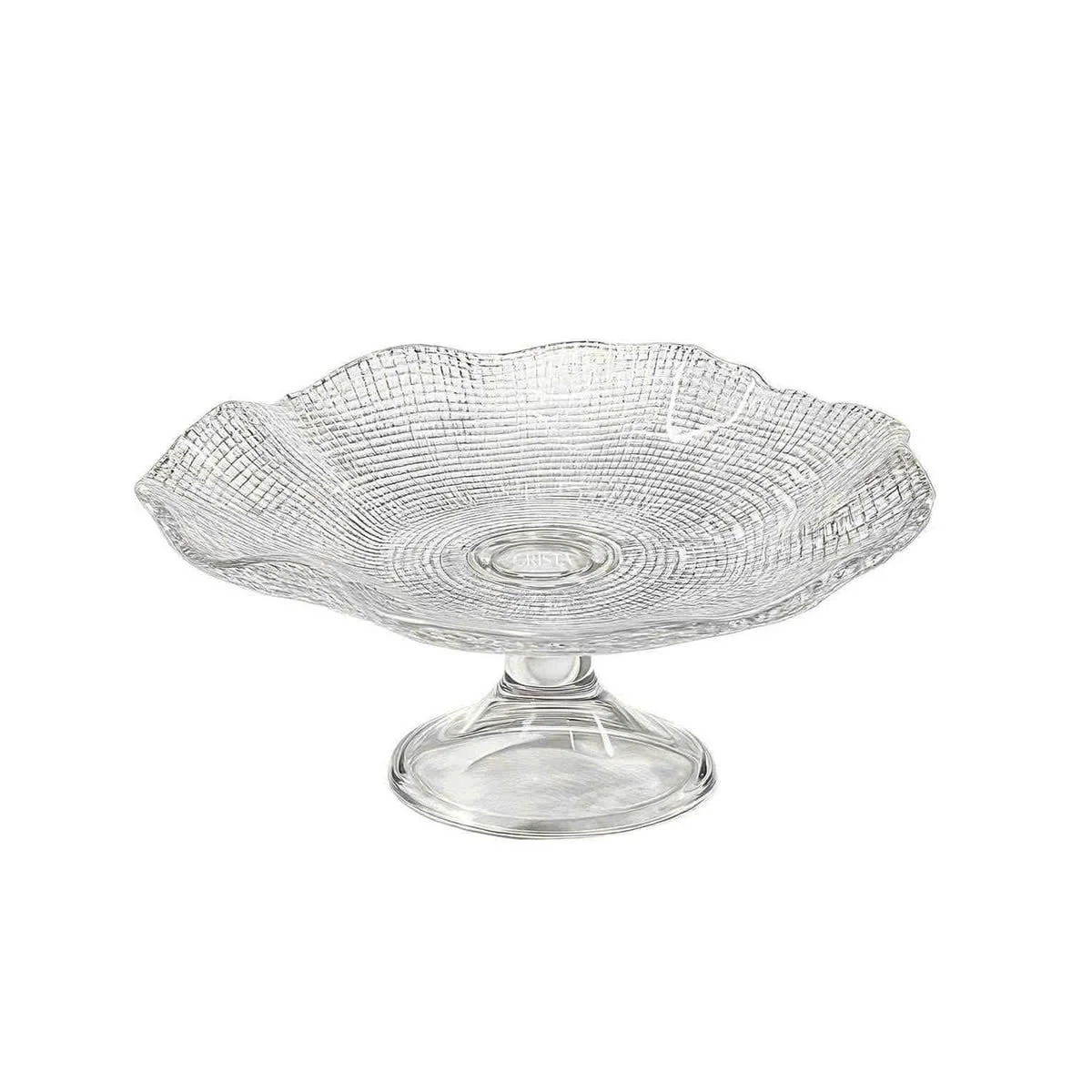 KHAY THỦY TINH CHÂN ĐẾ CRISTA MÀU TRẮNG