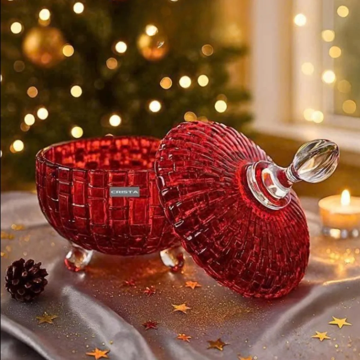 BỘ 2 HŨ KẸO CRISTA MÀU ĐỎ 3