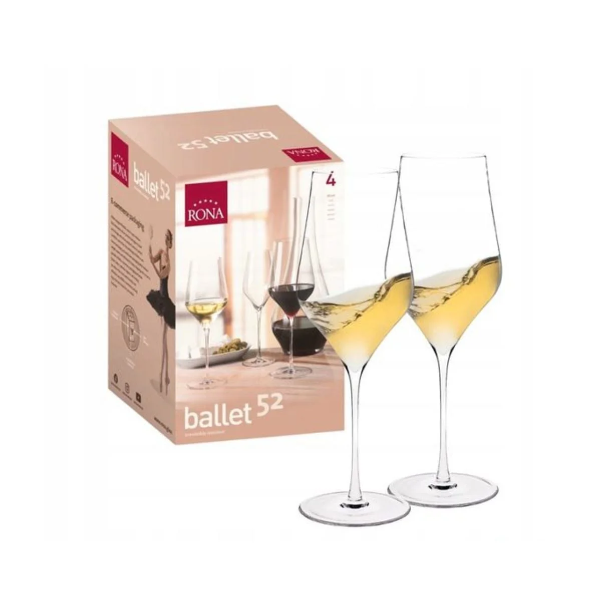 BỘ 4 LY VANG TRẮNG BALLET 520ML 2