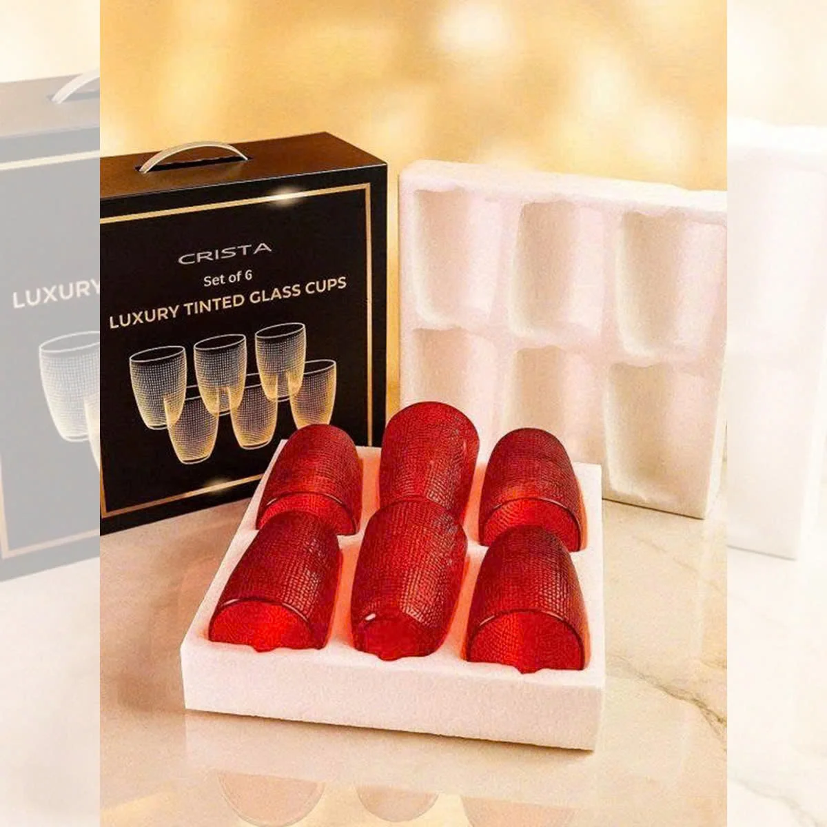 BỘ 6 CỐC ĐỎ CRISTA 420ML MÀU ĐỎ 4
