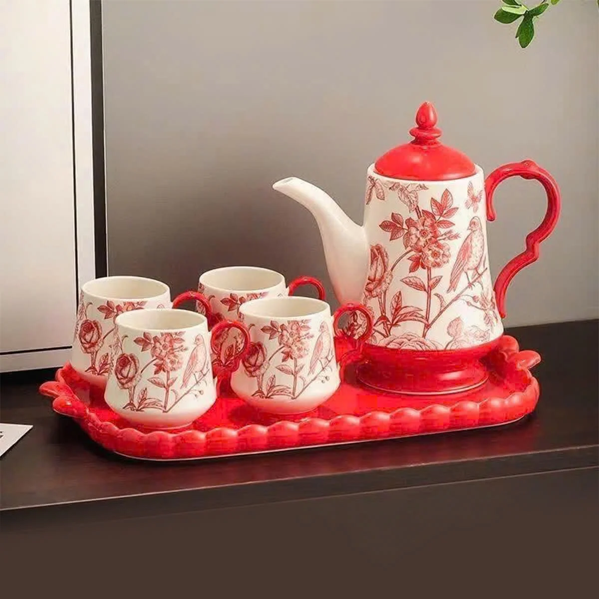 BỘ ẤM CHÉN HOA VĂN CỔ ĐIỂN 3