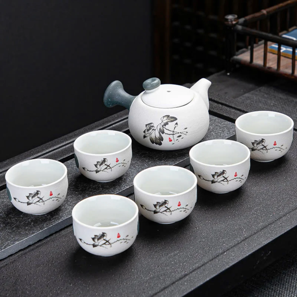 BỘ ẤM TRÀ SỨ HOA SEN 5