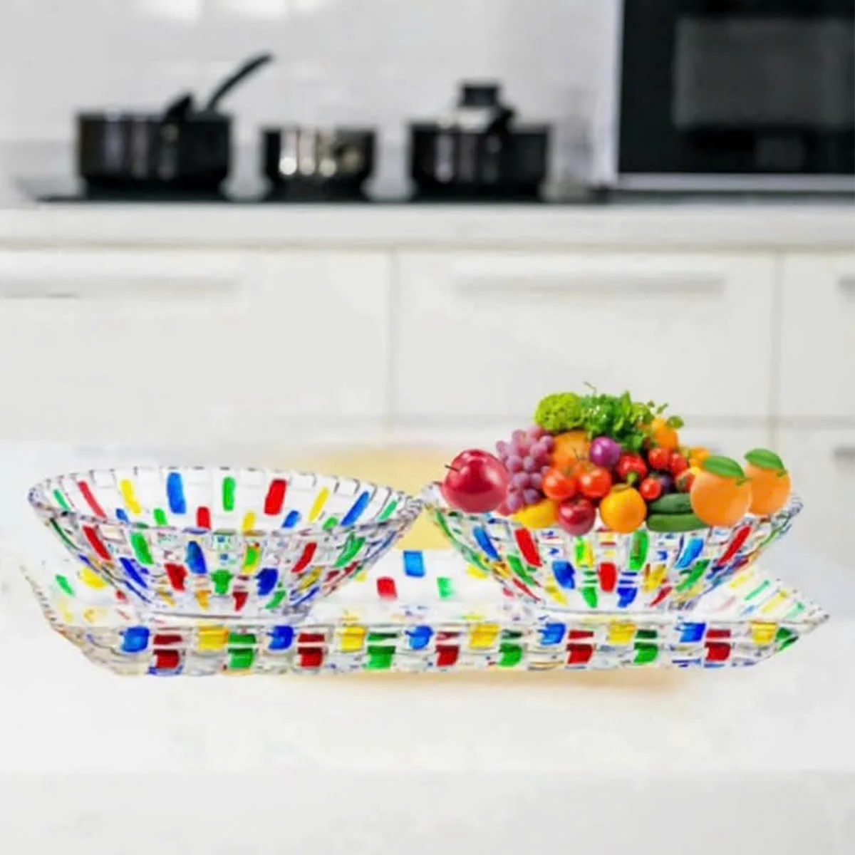 BỘ KHAY ĐĨA THUỶ TINH 3