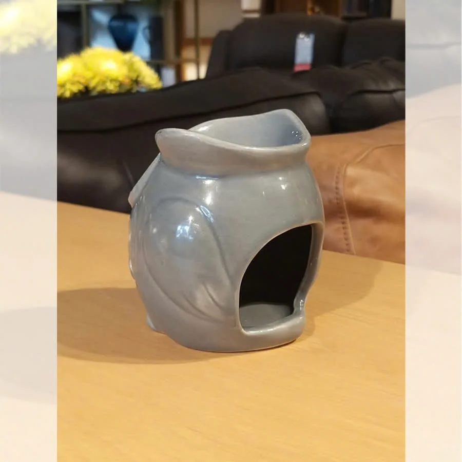 ĐÈN XÔNG TINH DẦU ĐỐT NẾN HÌNH CÚ MÀU XÁM 4