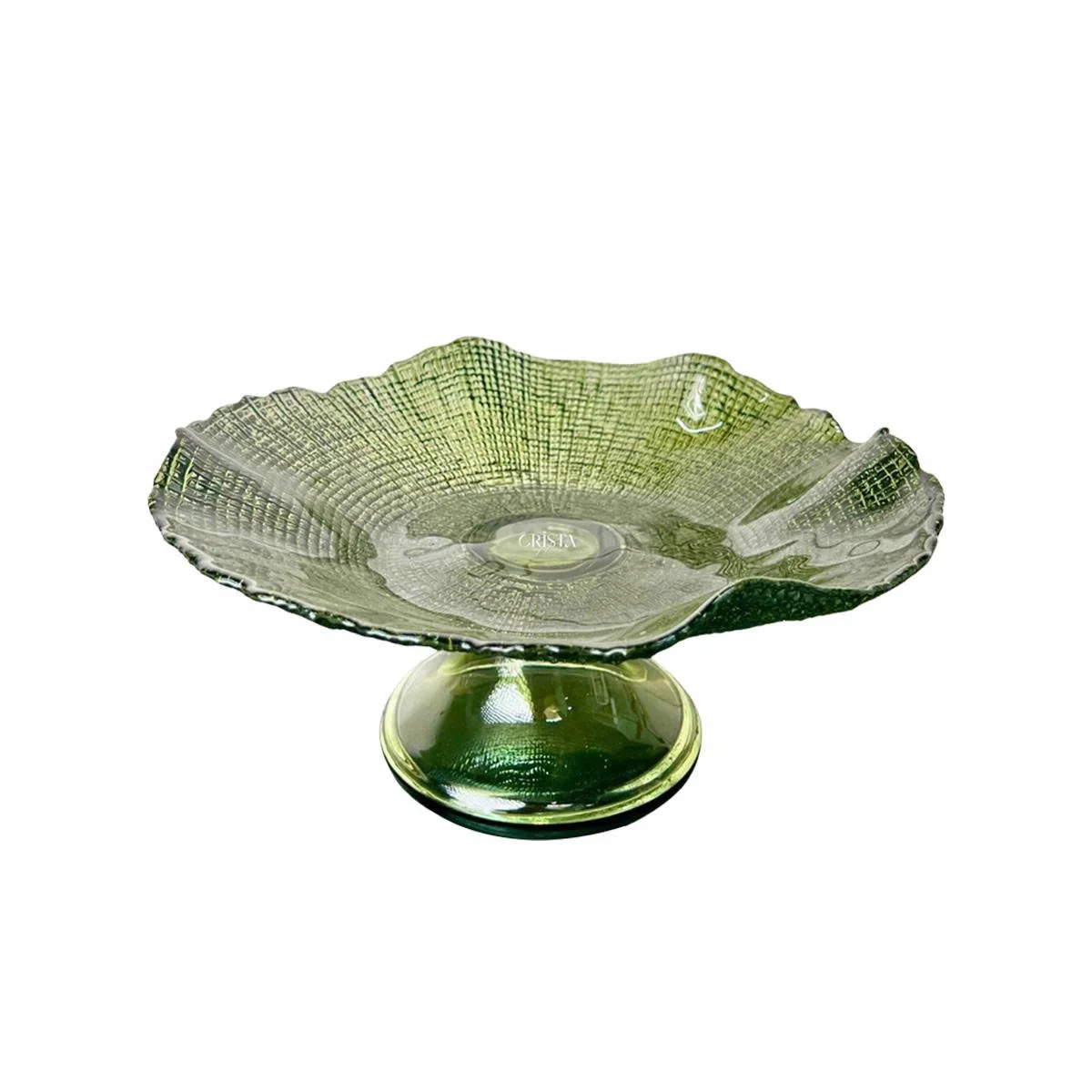 KHAY THỦY TINH CHÂN ĐẾ CRISTA MÀU XANH