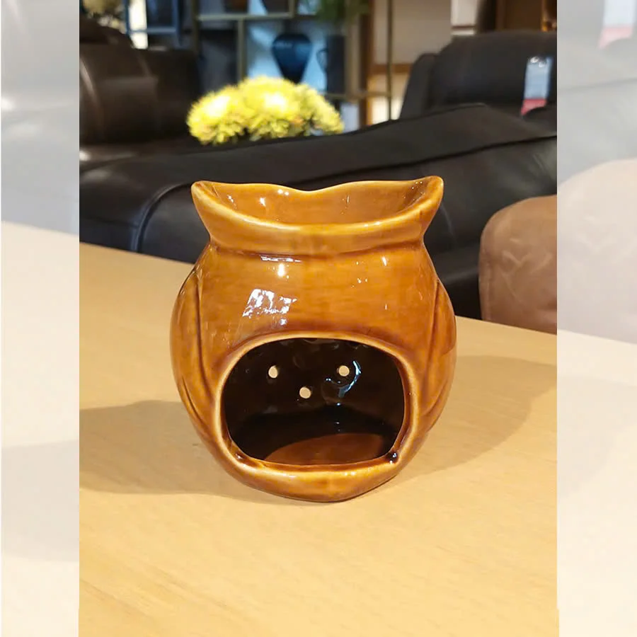 ĐÈN XÔNG TINH DẦU ĐỐT NẾN HÌNH CÚ MÀU NÂU 4