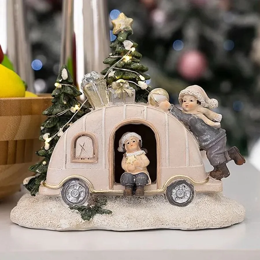 ĐỒ TRANG TRÍ CHRISTMAS - TƯỢNG Ô TÔ MÀU KEM
