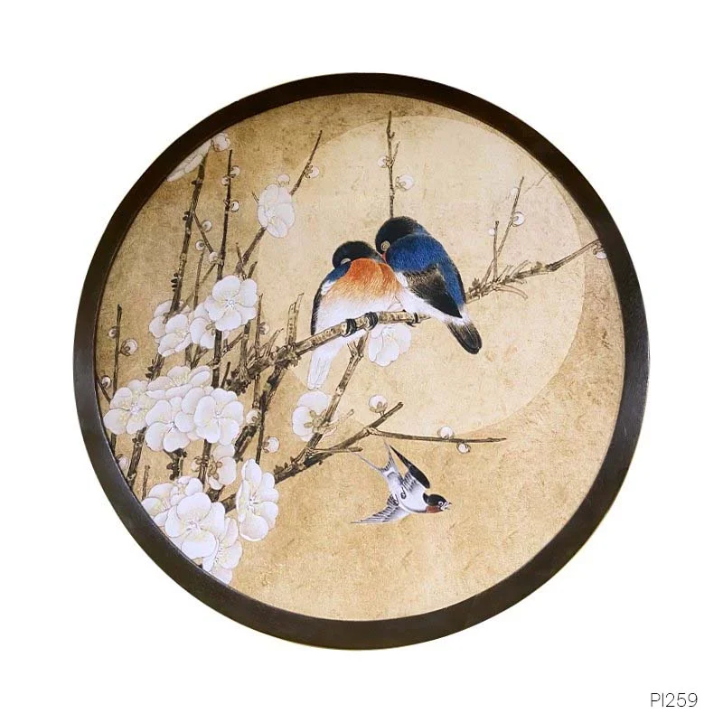 KHUNG TRANH TRÒN TRANG TRÍ - ĐÔI CHIM NGÀY XUÂN