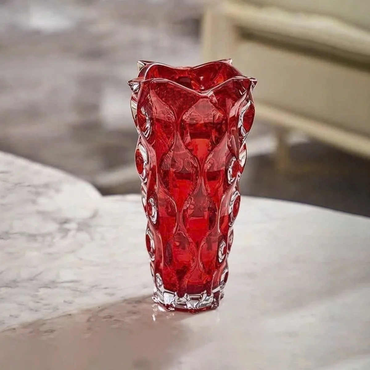 LỌ HOA PHA LÊ SAMBA MÀU ĐỎ 30.5CM 4