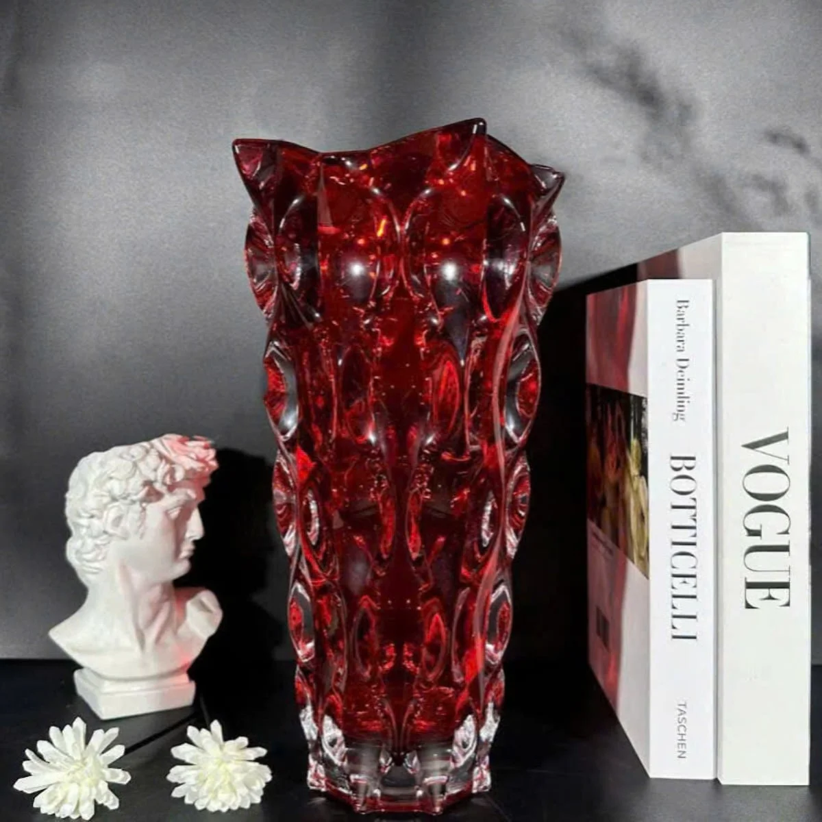 LỌ HOA PHA LÊ SAMBA MÀU ĐỎ 30.5CM 5