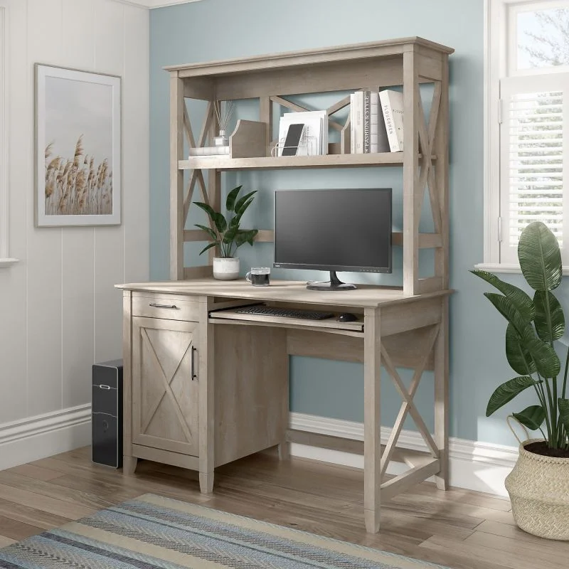 BÀN LÀM VIỆC KÈM GIÁ SÁCH KEYWEST WASHED GRAY 2