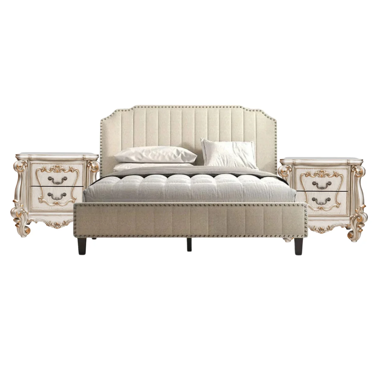 BỘ PHÒNG NGỦ JASMINE MÀU KEM 1.8 2 TÁP