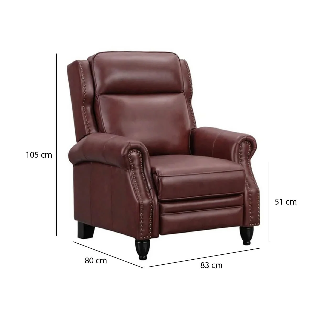 GHẾ SOFA ĐƠN DA BÒ CHỈNH CƠ POLLENZO MÀU ĐỎ 2