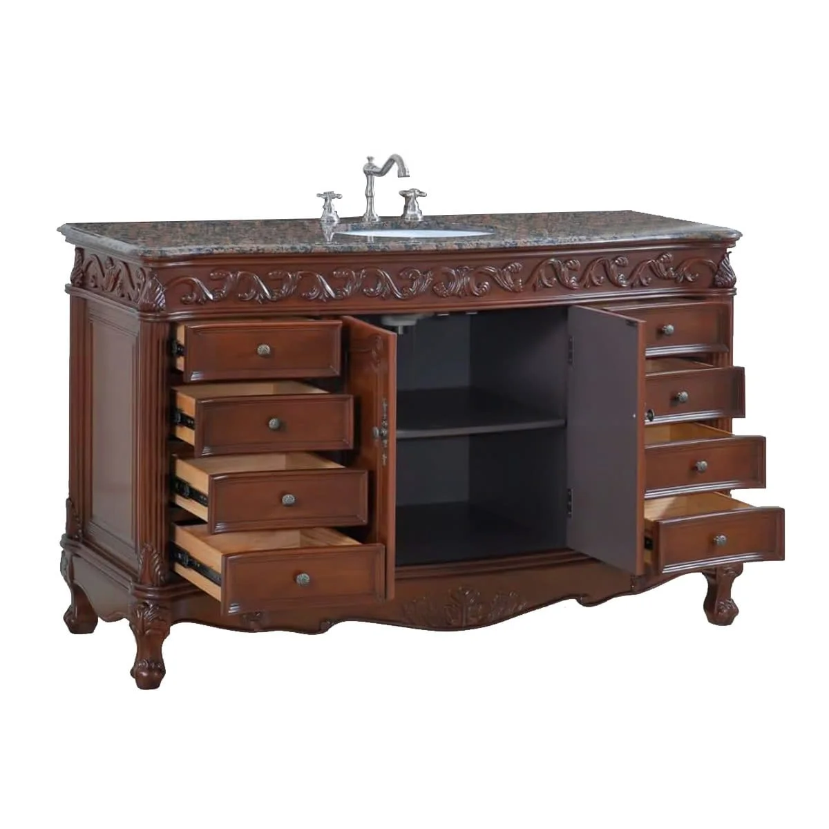 TỦ LAVABO BUCKINGHAM 56 INCH MÀU NÂU 3
