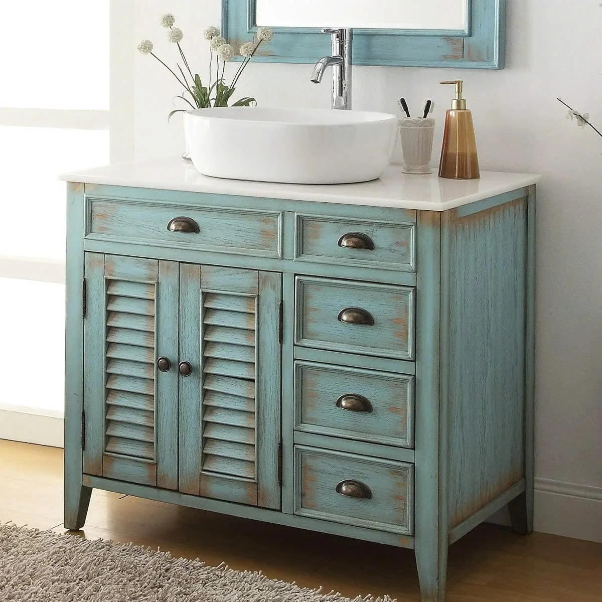 TỦ LAVABO PALM BEACH 36 INCH MÀU XANH 4