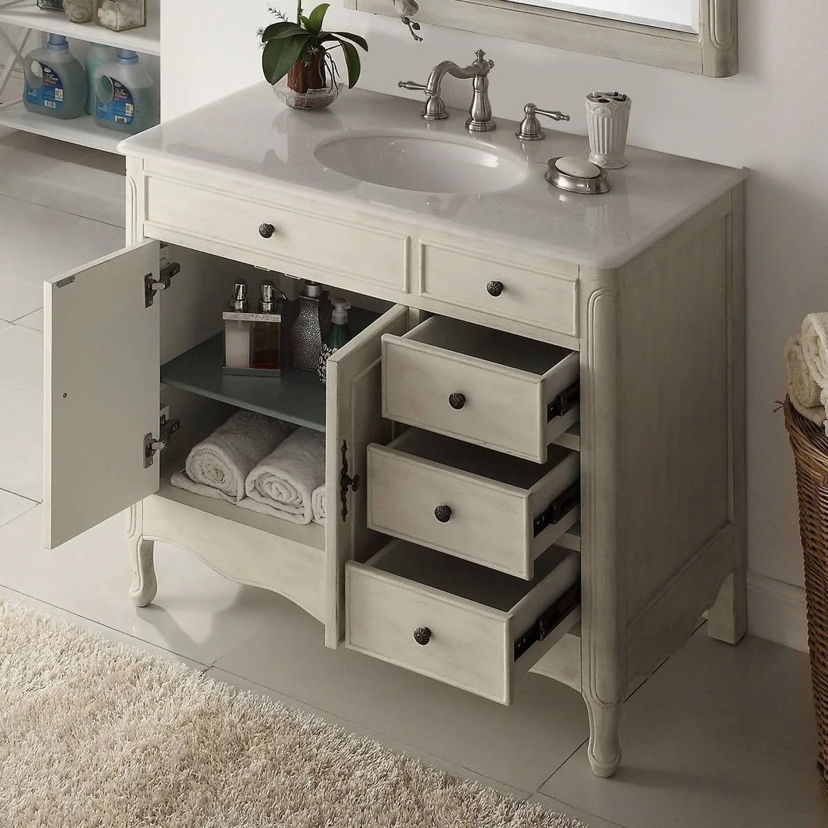 TỦ LAVABO PROVENCE 42 INCH MÀU BE 4