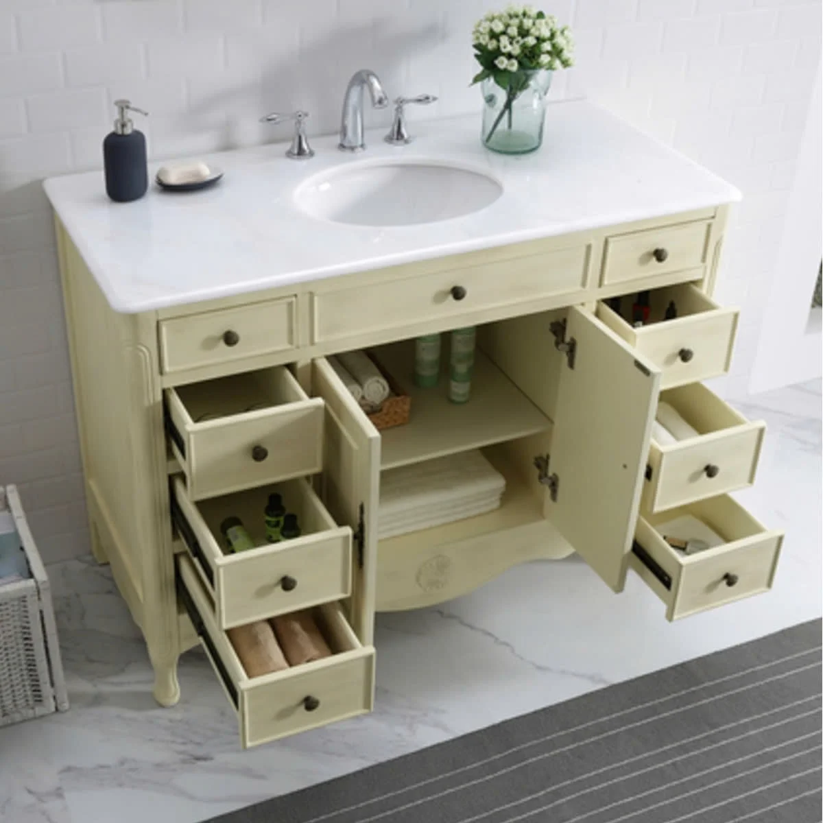 TỦ LAVABO PROVENCE 47 INCH MÀU BE 5