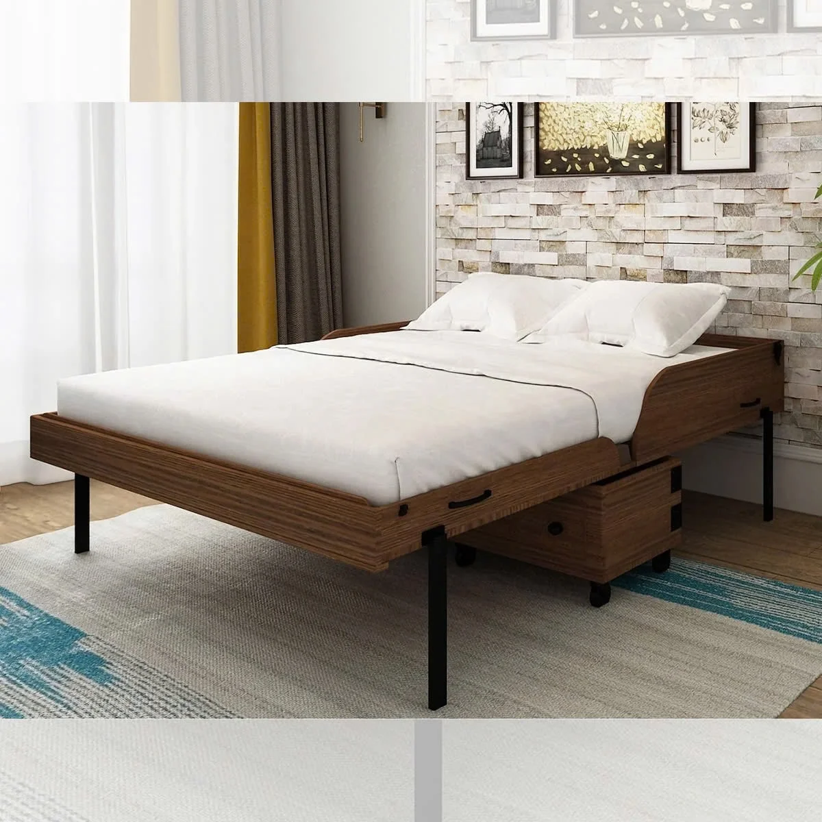 GIƯỜNG NGỦ THÔNG MINH HENDERSON XTRA BED MÀU NÂU CAMEL KÈM NỆM 2