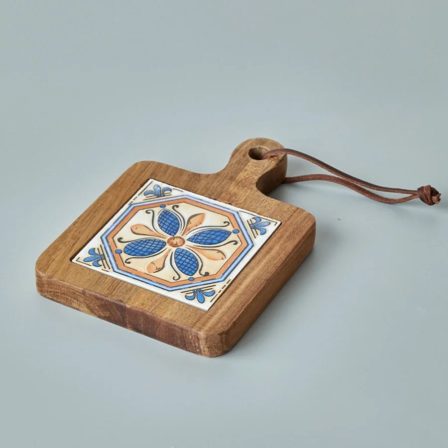 MIẾNG LÓT NỒI GỖ MẶT SỨ HỌA TIẾT VINTAGE 3