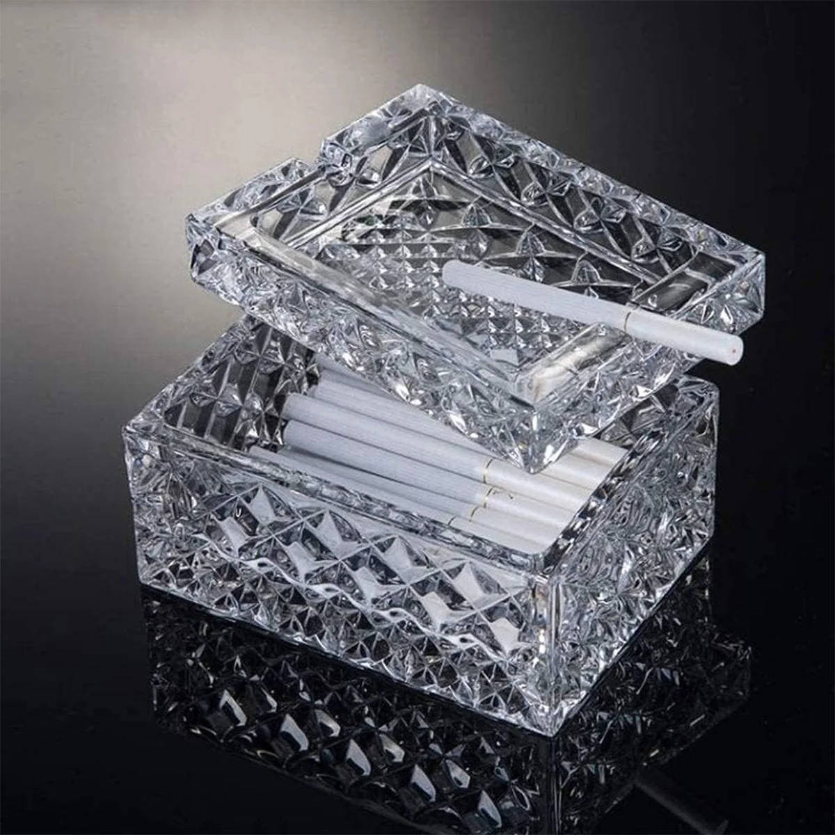 GẠT TÀN PHA LÊ KÈM HỘP ĐỰNG THUỐC LÁ 2 NGĂN 12CM 5