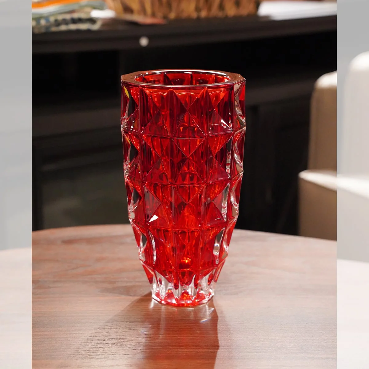 LỌ HOA PHA LÊ KIM CƯƠNG ĐỎ 28CM CRYSTAL 2