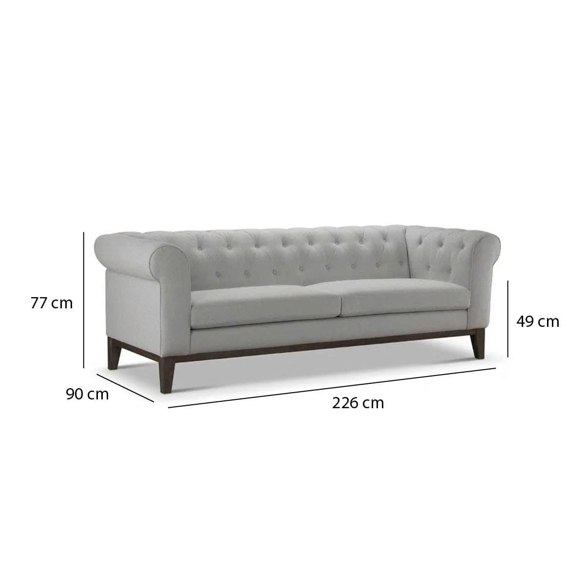 GHẾ SOFA 3 CHỖ ABBYSON MÀU XÁM 2