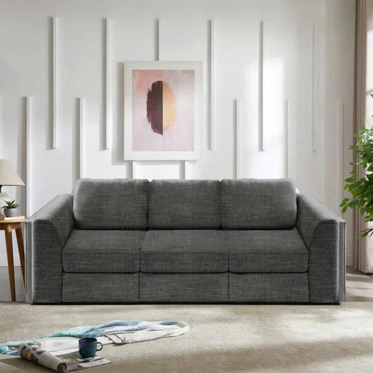 GHẾ SOFA 3 CHỖ CHELSEA MÀU XÁM ĐẬM 3
