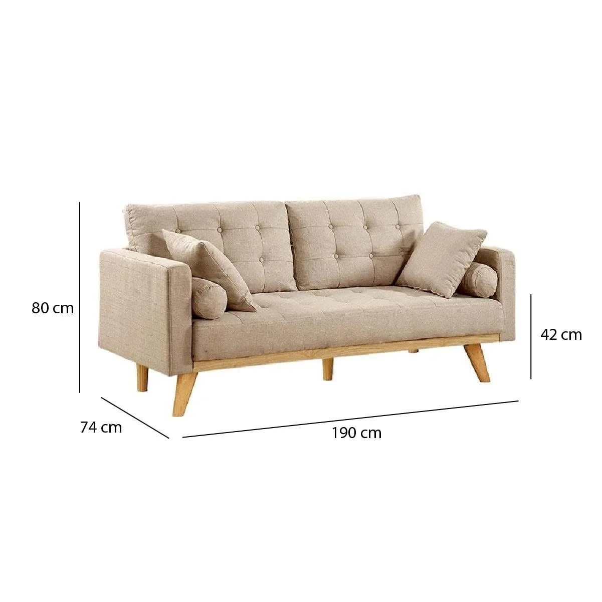 GHẾ SOFA 3 CHỖ DERRY MÀU KEM 2