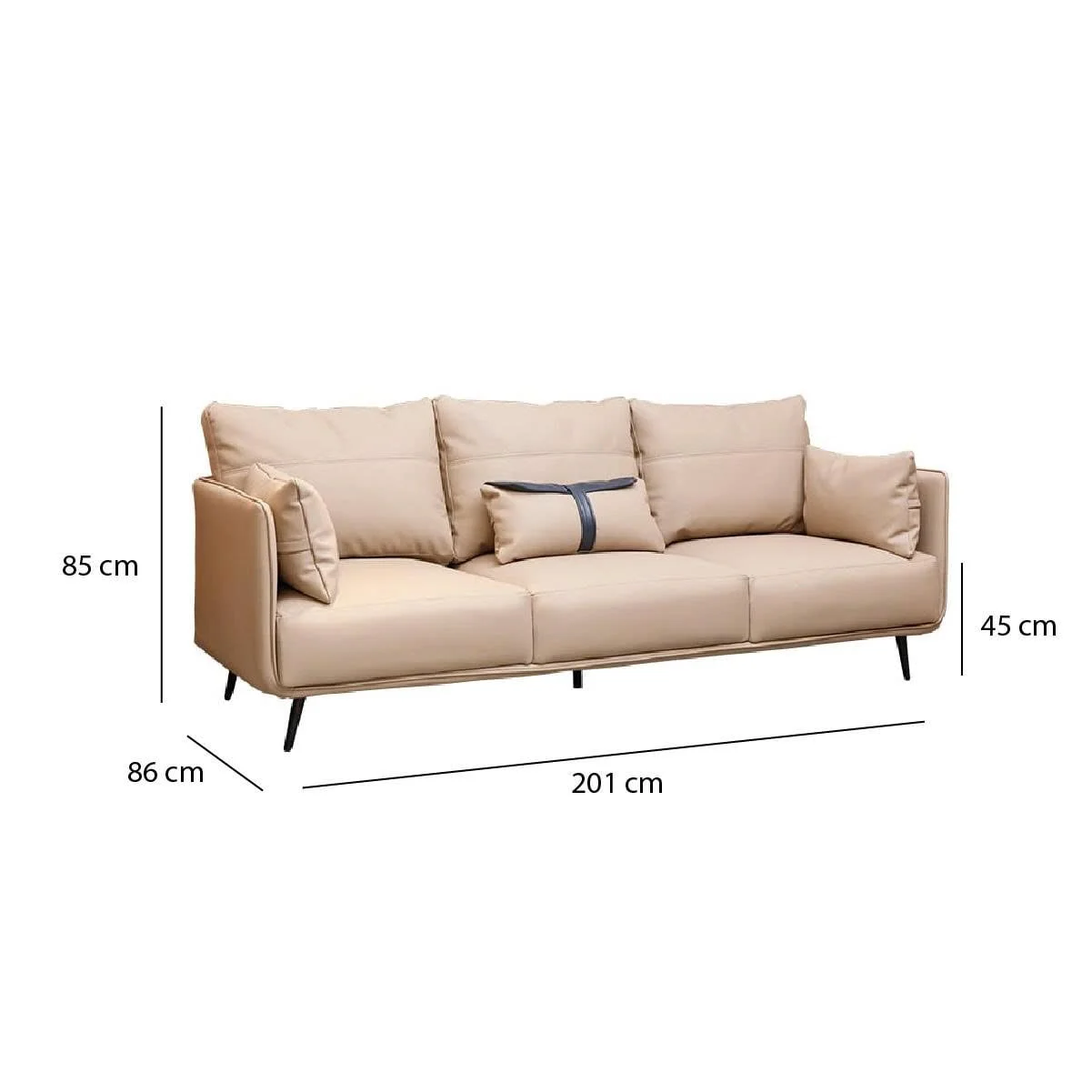 GHẾ SOFA 3 CHỖ NUBE MÀU KEM 2