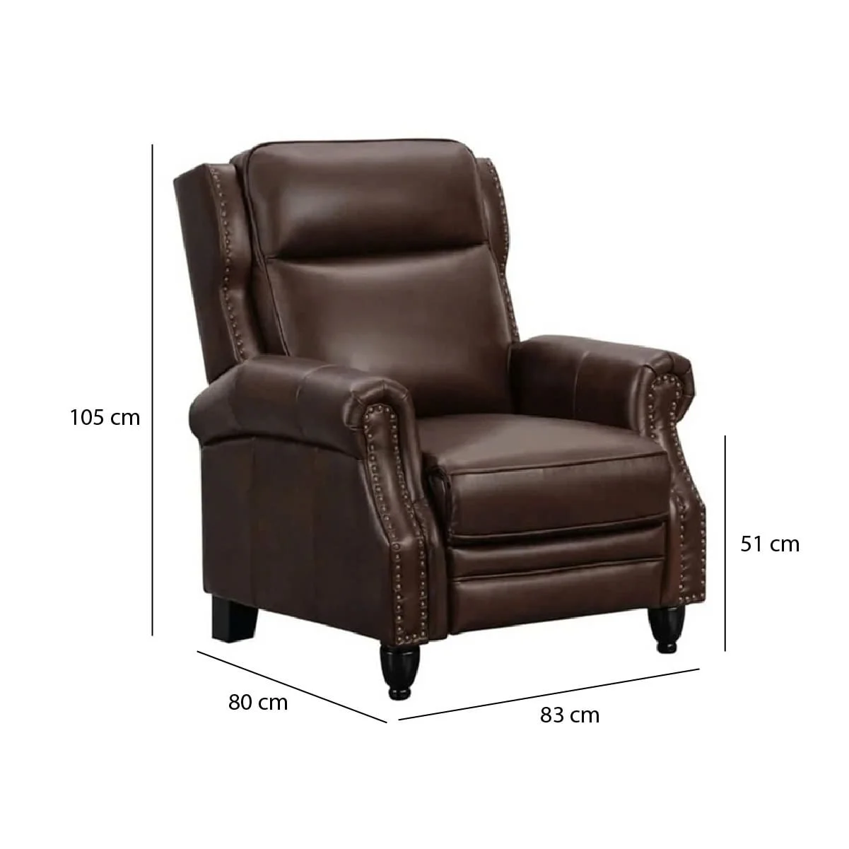 GHẾ SOFA ĐƠN DA BÒ CHỈNH CƠ POLLENZO MÀU NÂU 2