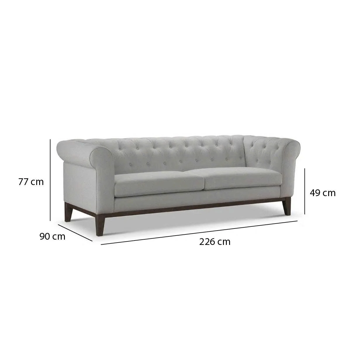GHẾ SOFA 3 CHỖ ABBYSON MÀU XÁM 2