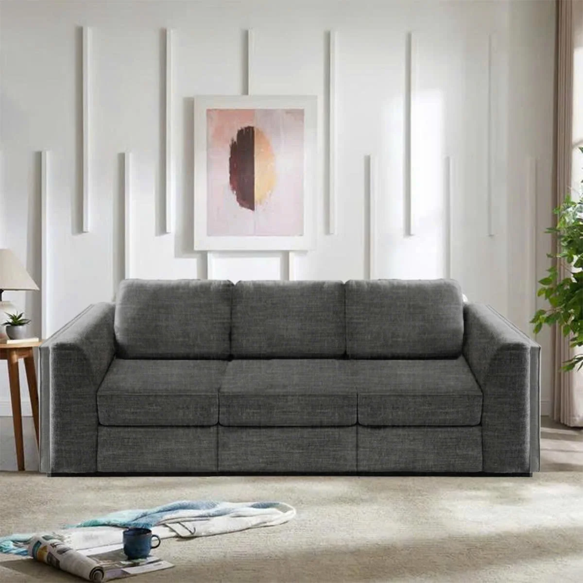 GHẾ SOFA 3 CHỖ CHELSEA MÀU XÁM ĐẬM 3