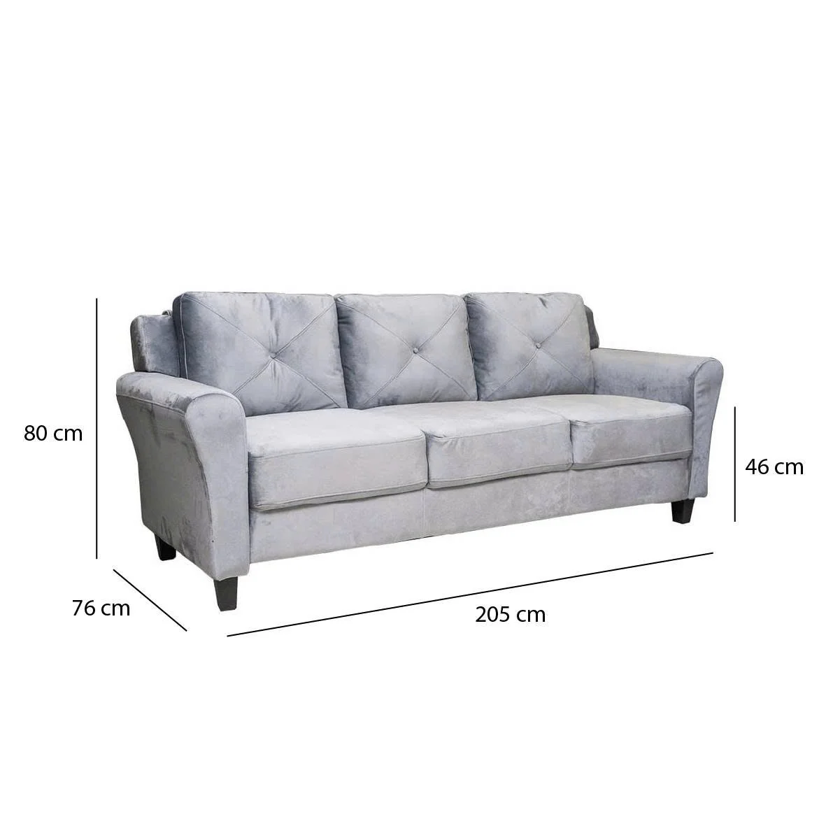GHẾ SOFA 3 CHỖ HARDFORD MÀU XÁM 2