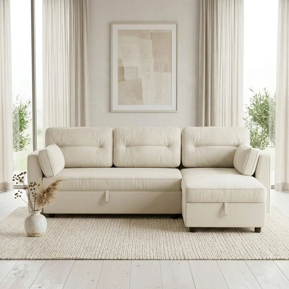 GHẾ SOFA BED GÓC COMPACT MÀU BE 3