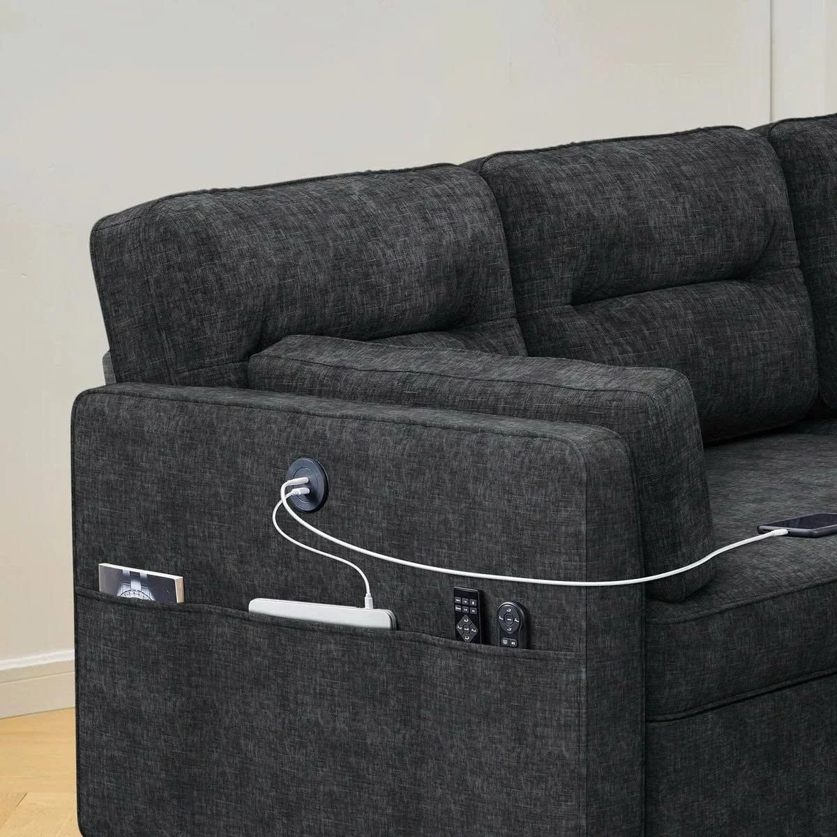 GHẾ SOFA BED GÓC COMPACT MÀU ĐEN 5