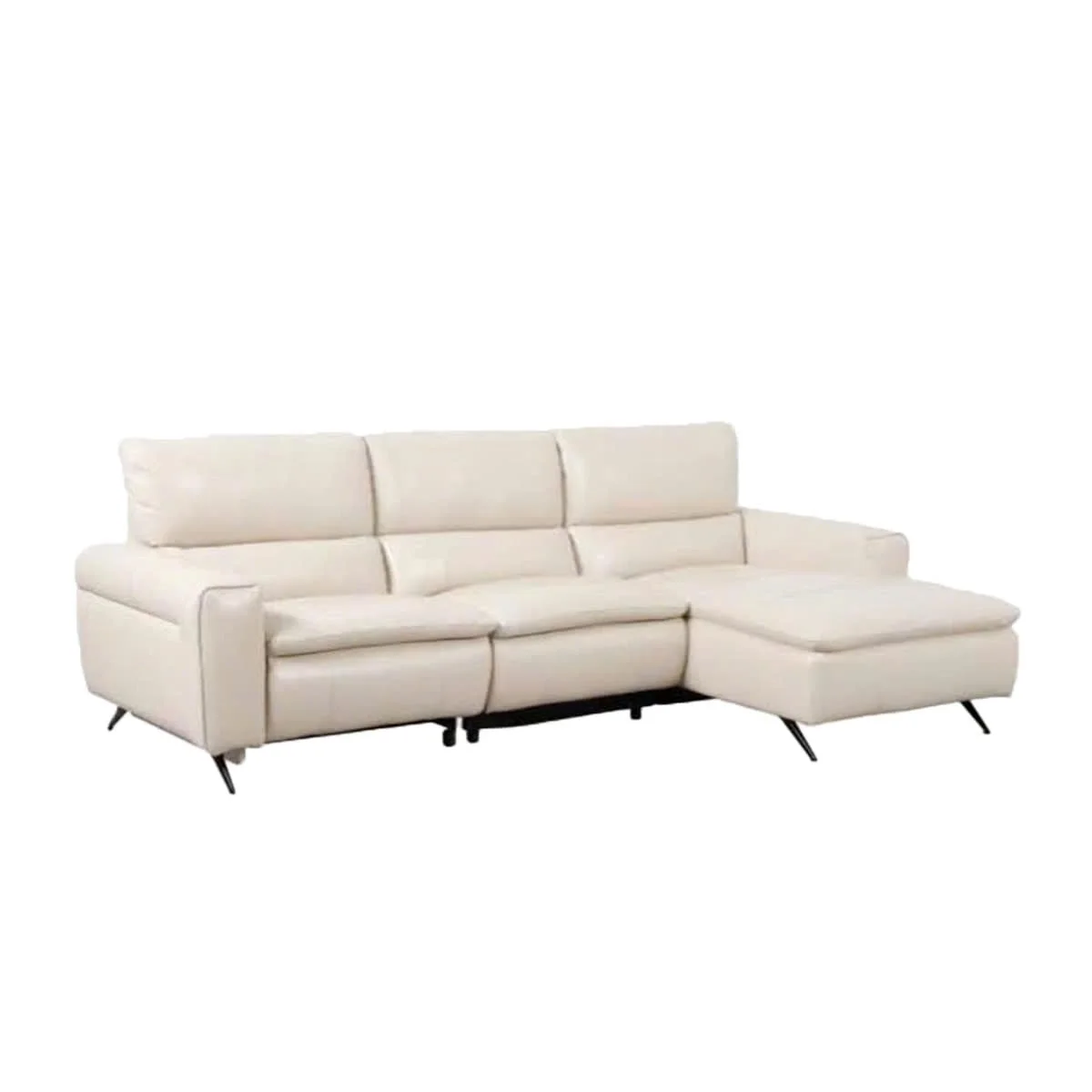 GHẾ SOFA DA BÒ GÓC CHỈNH ĐIỆN MONACO MÀU KEM