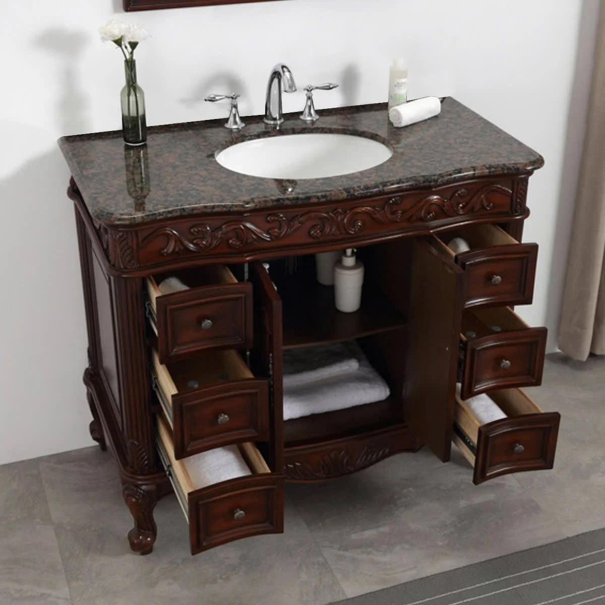 TỦ LAVABO BUCKINGHAM 42 INCH MÀU NÂU 5