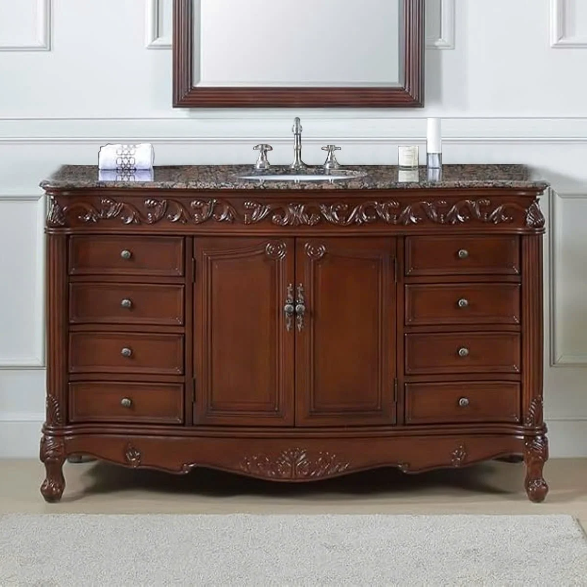 TỦ LAVABO BUCKINGHAM 56 INCH MÀU NÂU 5